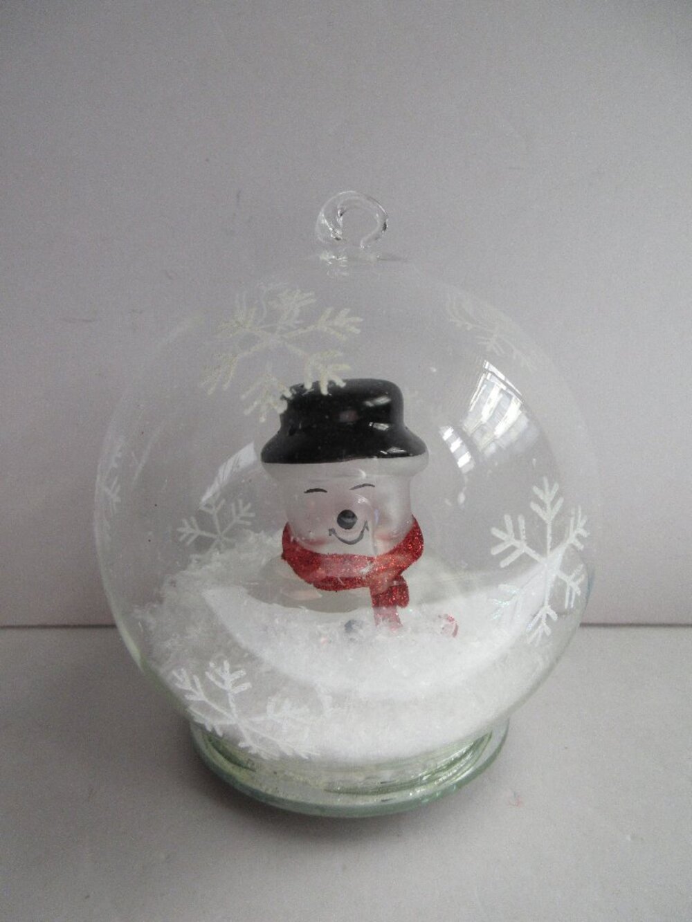 Handblown Christmas Ornament Glass Globe Snowman Color Changing LED Light Up